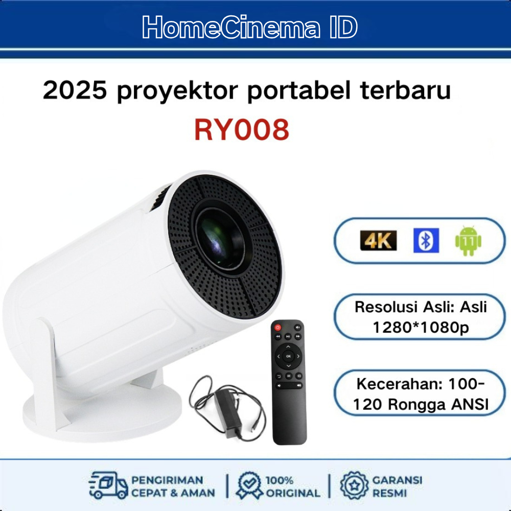 【COD】RY006/RY008 New Proyektor Portabel Terbaru Android 11.0 2.4+5G Wifi 6 Proyektor Bluetooth 5.0 P
