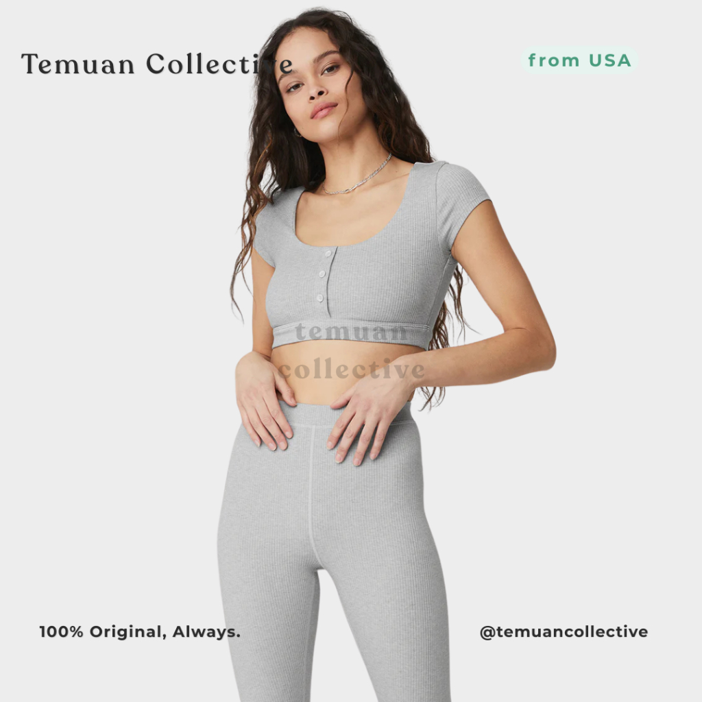 Alo Yoga Blissful Henley Bra Top – Atasan Bra Sport Wanita Premium Nyaman Stylish, Desain Henley Tom