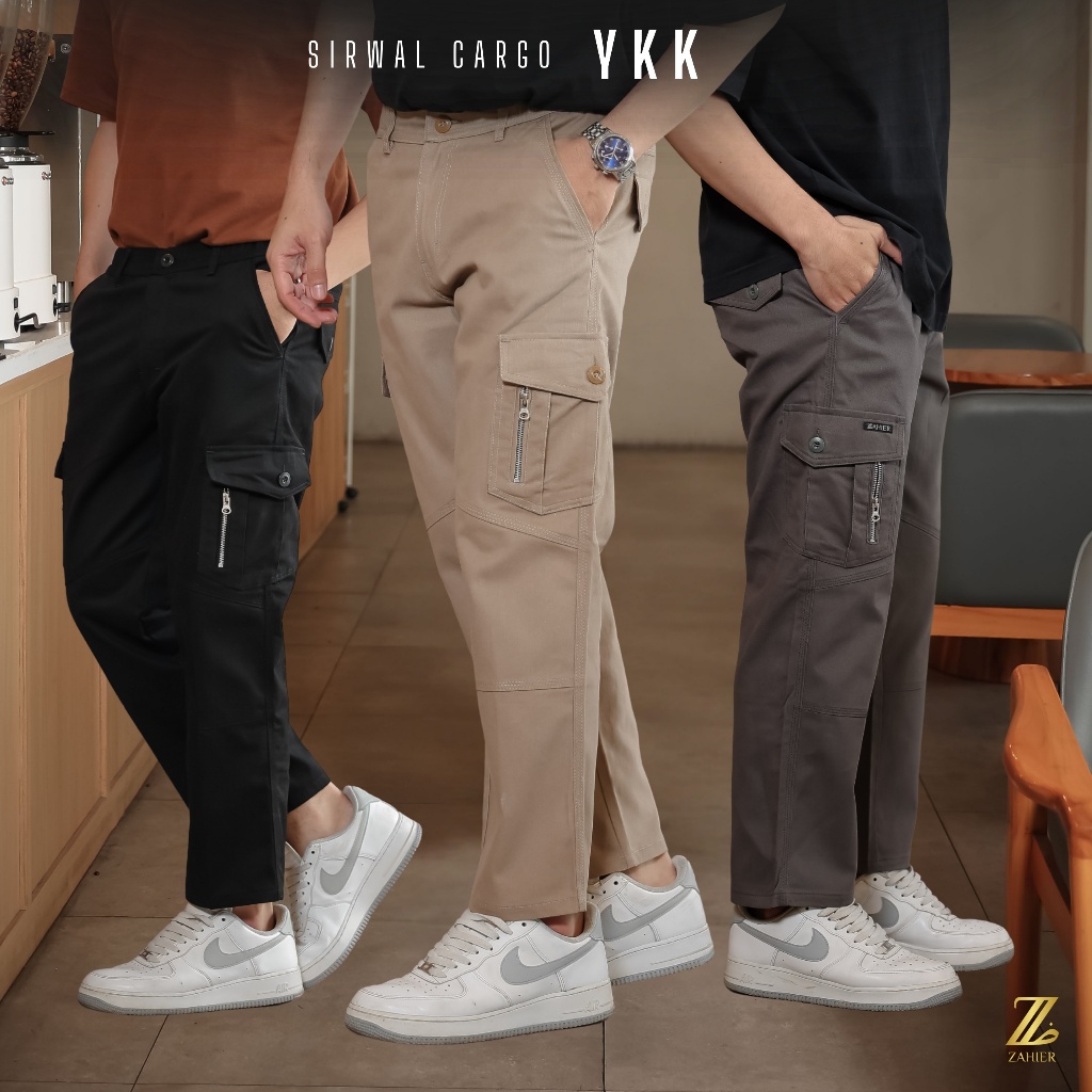 ZAHIER Celana Sirwal cargo Pria Zipper YKK Twill Import Modern Premium
