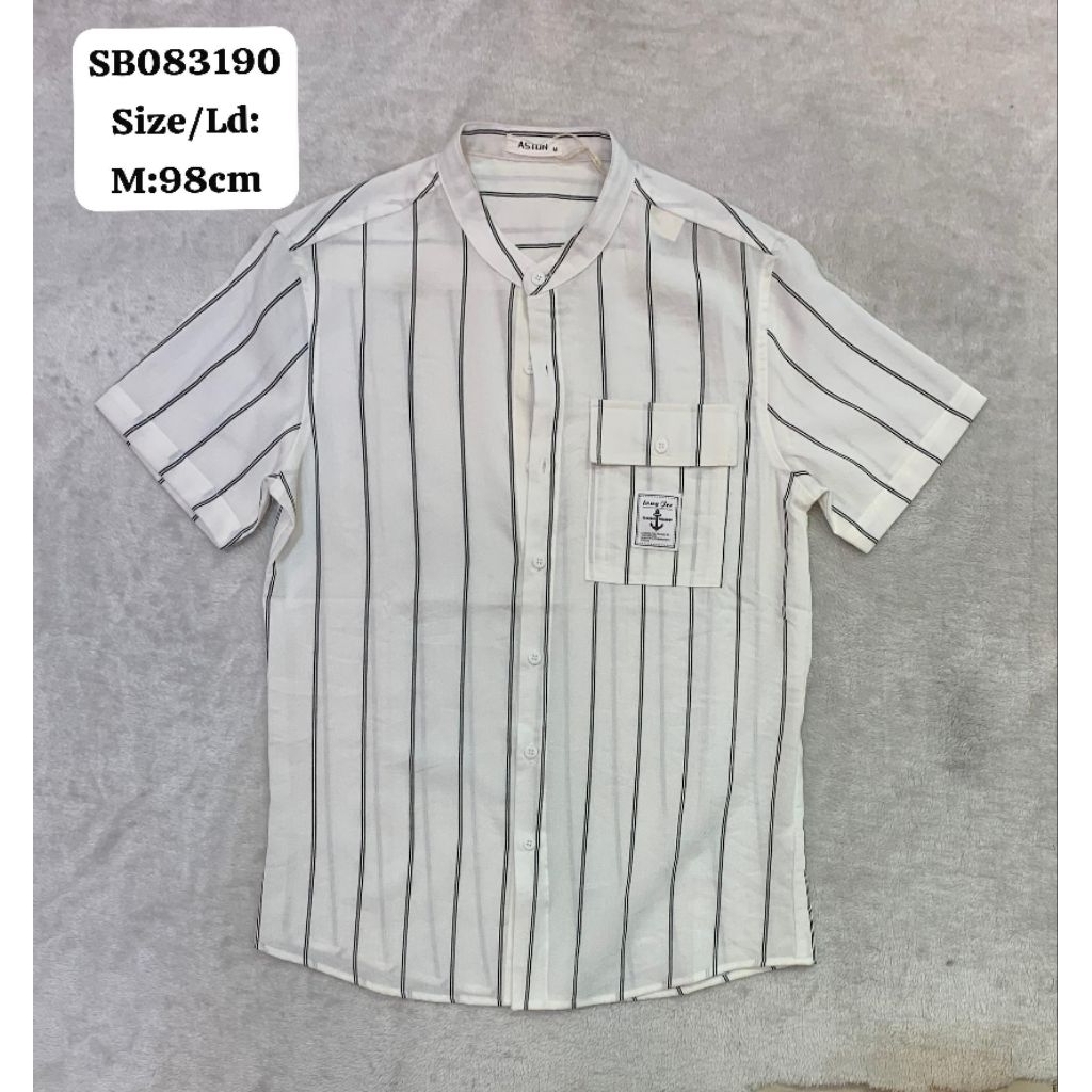 Kemeja Pria Lengan Pendek Motif Garis-garis Premium Termurah