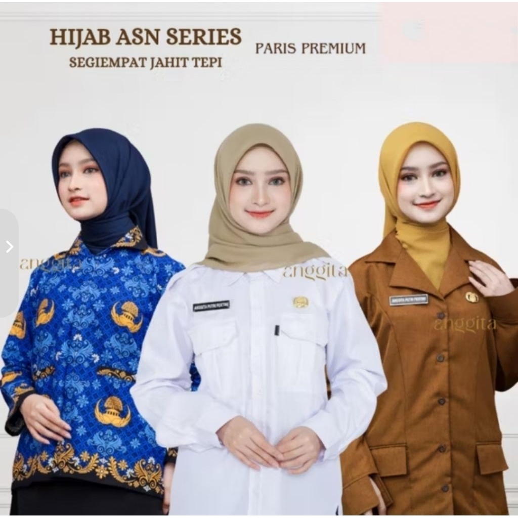 Hijab ASN PNS Paris Premium IRASITNI 120x120 Jilbab Persegi Khaki Muda Mustard Navy Dinas Keki Pemda