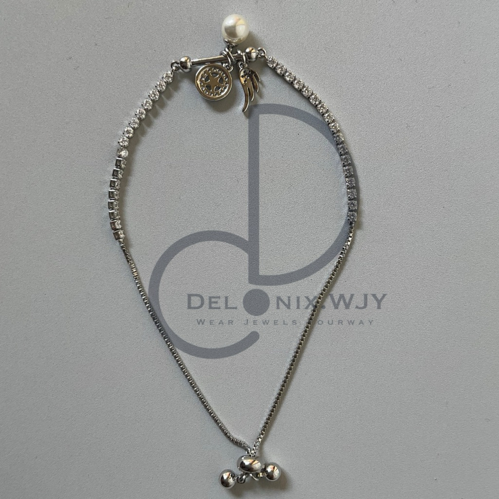 Gelang Perak Silver Serut Wanita Mewah Cantik Sayap Bulat Bandul