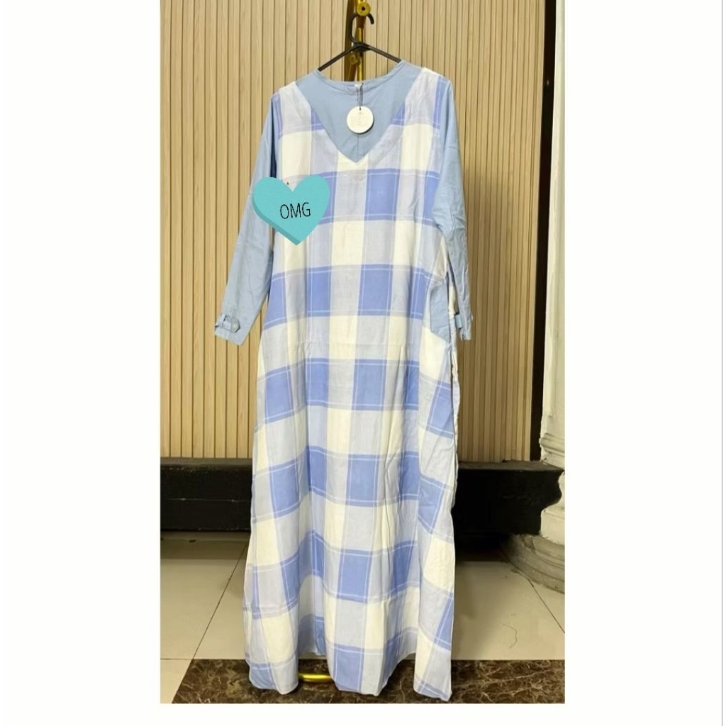 gamis overal katun kotak #gamiskatun #gamisoverall #gamiskotak #aleva