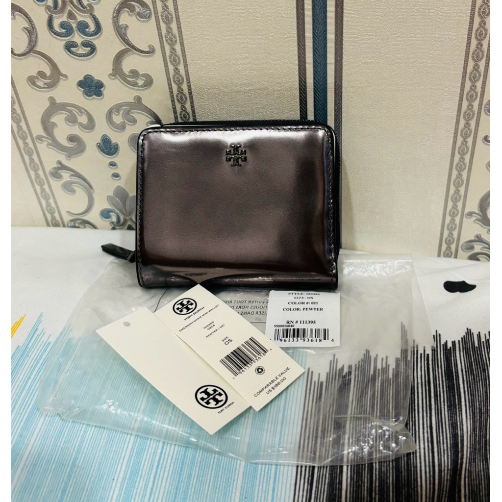ORIGINAL 100%... Tory Burch Emerson Shine Mini Wallet /  TB Wallet / Dompet TB