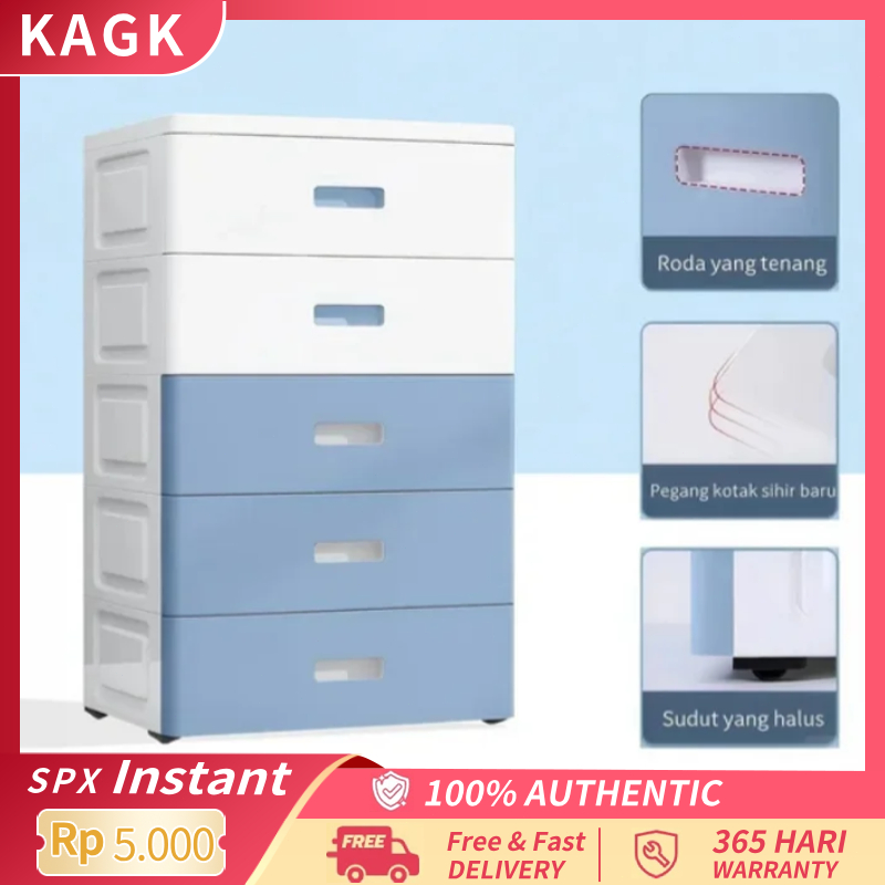 Lemari Pakaian Anak 4-5 Tingkat - Tempat Penyimpanan Serbaguna (Baju, Mainan & Snack)