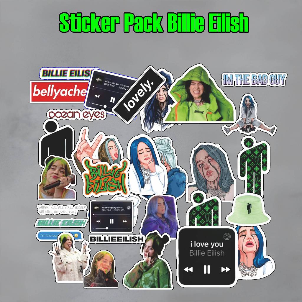 Stiker Billie Eilish Aesthetic Premium Vinyl Anti Air & Luntur Cocok untuk Laptop, Helm, Motor, Mobi