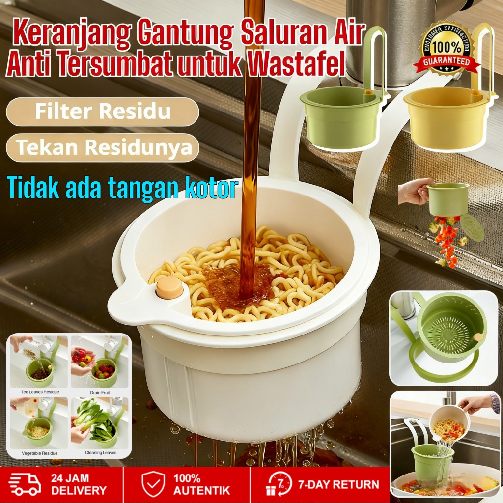 [Anti Mampet]Keranjang Filter Wastafel Dapur Tekan Lepas Mudah / Saringan Anti Mampet untuk Cuci Pir