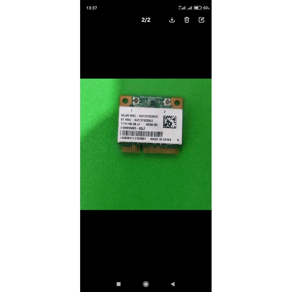 wireless wifi atheros ar5B195 normal untuk laptop