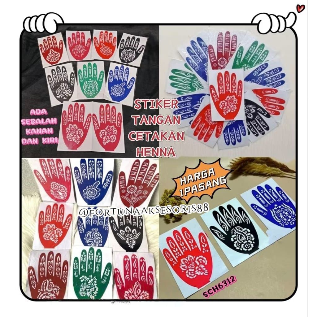 (1PSG) CETAKAN HENNA TANGAN / CETAKAN MEHENDI TELAPAK TANGAN / STIKER TANGAN  NEHA  / STICKER  HENNA