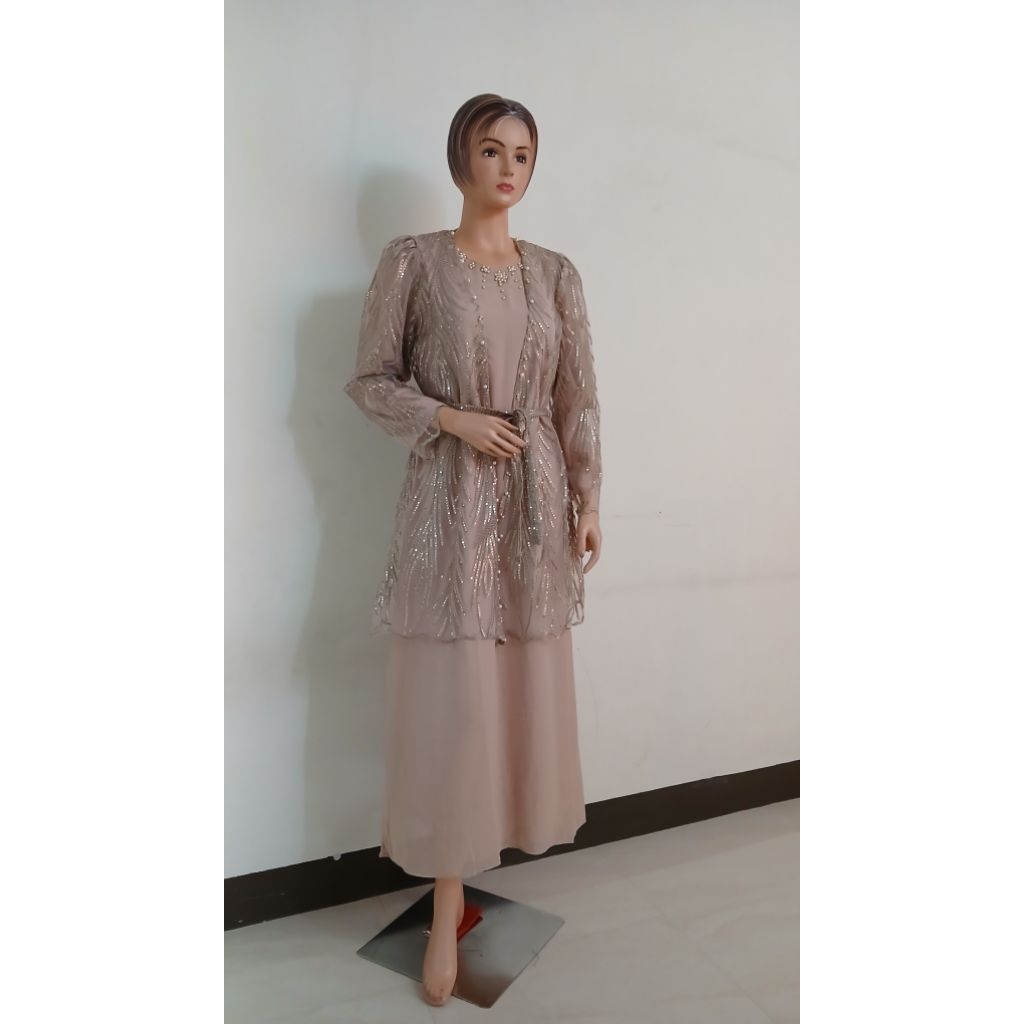 Gamis blezer kombinasi burkat ceruty