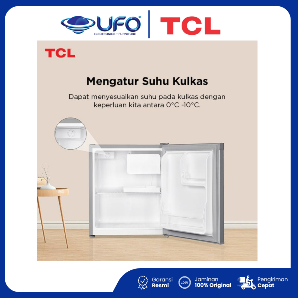 TCL Kulkas F50-A50 Mini Bar 47L Freezer Zone Adjustable Feet Adjustable Thermostat Freezer Ukuran Ke