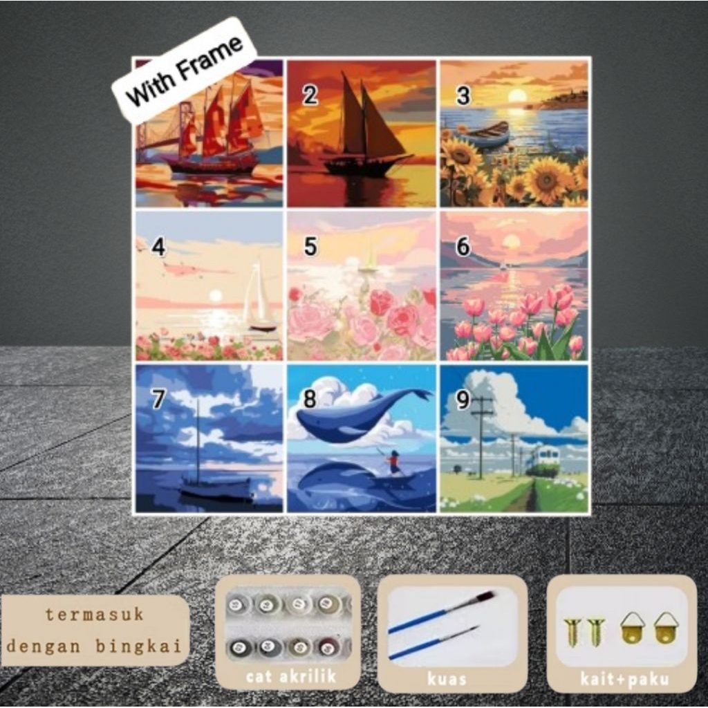 LBS - PERJALANAN KAPAL PERAHU BERLAYAR Series Paint by Numbers Kit / Paket Melukis Sendiri DIY denga