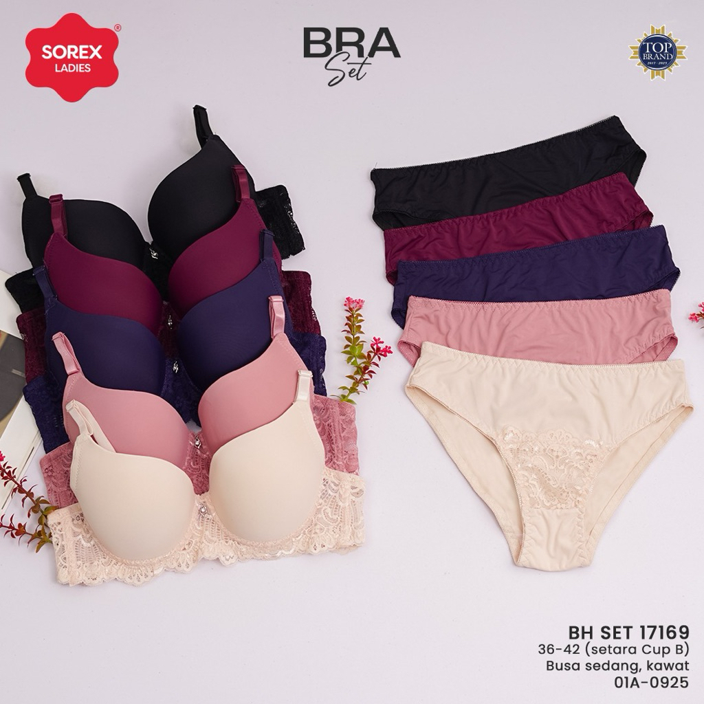 Bh Set | bra + cd cup setara B SOREX 17169 pakai kawat dan busa standar