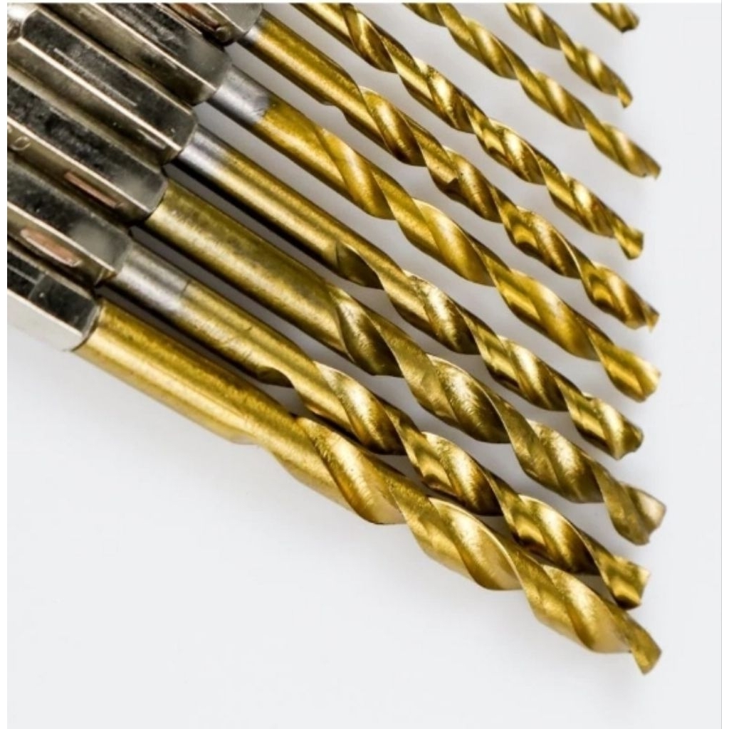 Set Mata Bor Titanium 13pcs Mata Bor Kayu Besi Set Komplit Titanium Twist Drill Set Mata Bor Lengkap