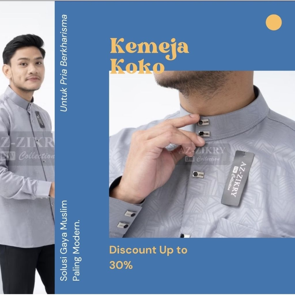 Koko Pria Dewasa Lengan Panjang Motif Kain Embos Ethnic Premium