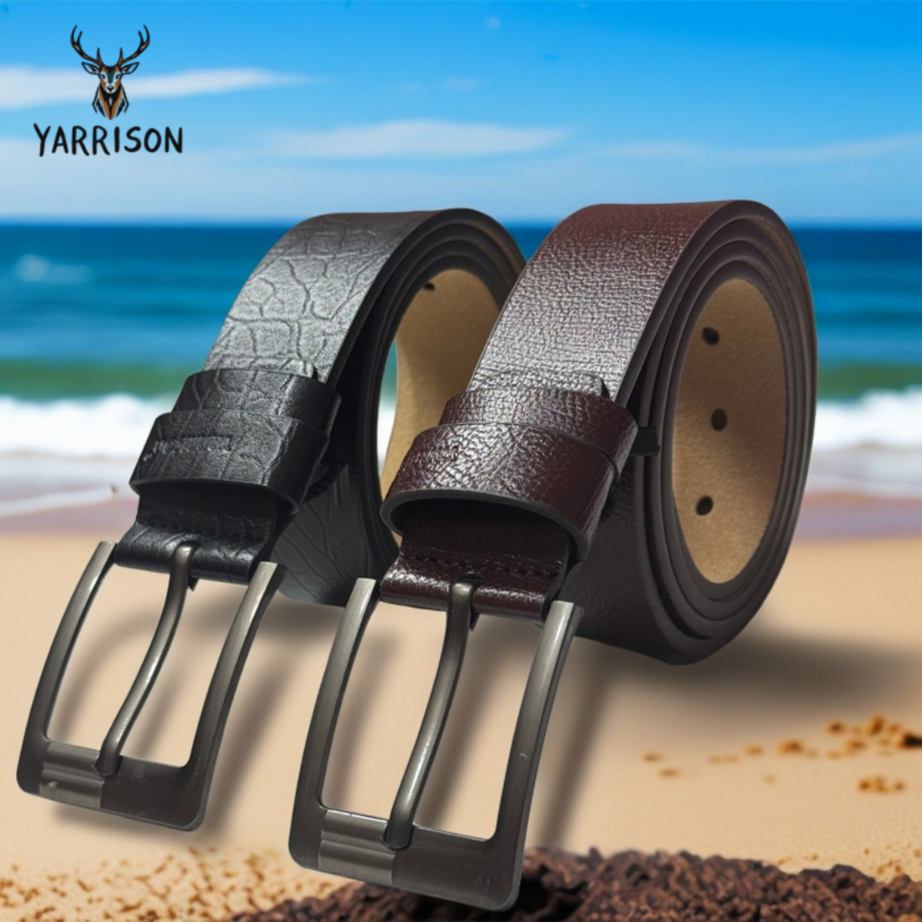 Yarrison - Lapisan Termurah Ikat Pinggang Pria Kulit Kepala Besi Ban Gesper Fashion Lelaki-120cm