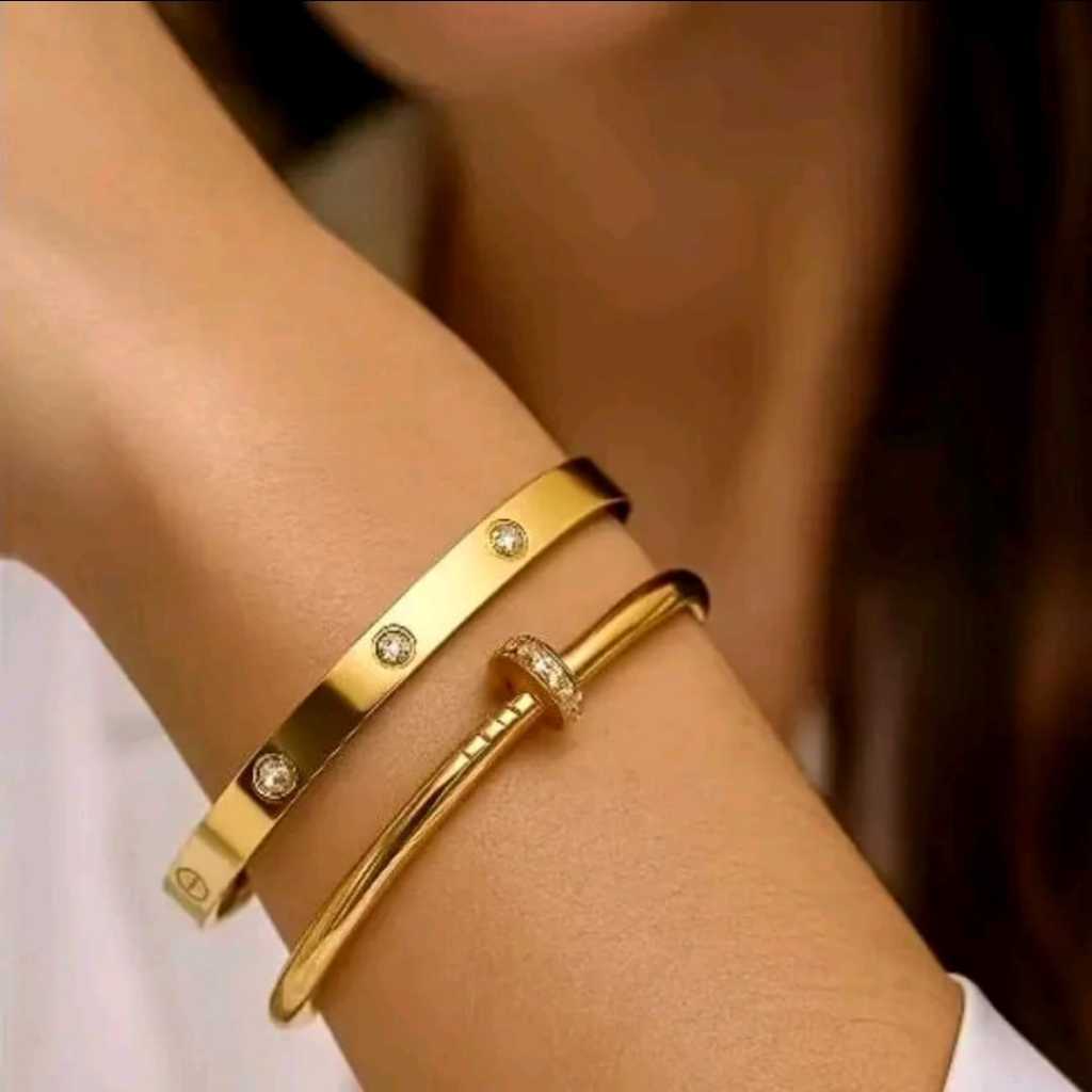 Gelang Bangle Slim Dan Gelang Paku Titanium 750 anti luntur / Gelang Paku Titanium Bracelets