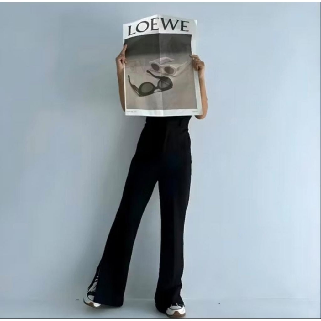 Celana cutbray knit waffle - celana cutbray waffle slit - Loose haighwaist kulot - cutbray waffle