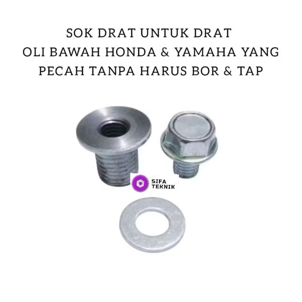Sok drat M12 ke M8 set Baut 12 untuk baut oli motor standar.Bos drat od M12 x1.5 id M8 x1.25