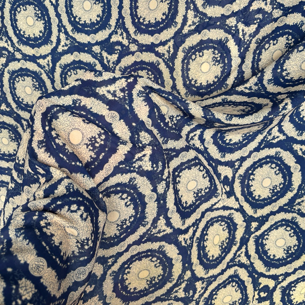 Kain Sifon Ceruty Motif Geometris – Bahan Lembut Jatuh Elegan untuk Gaun, Dress, Blouse & Hijab Fash