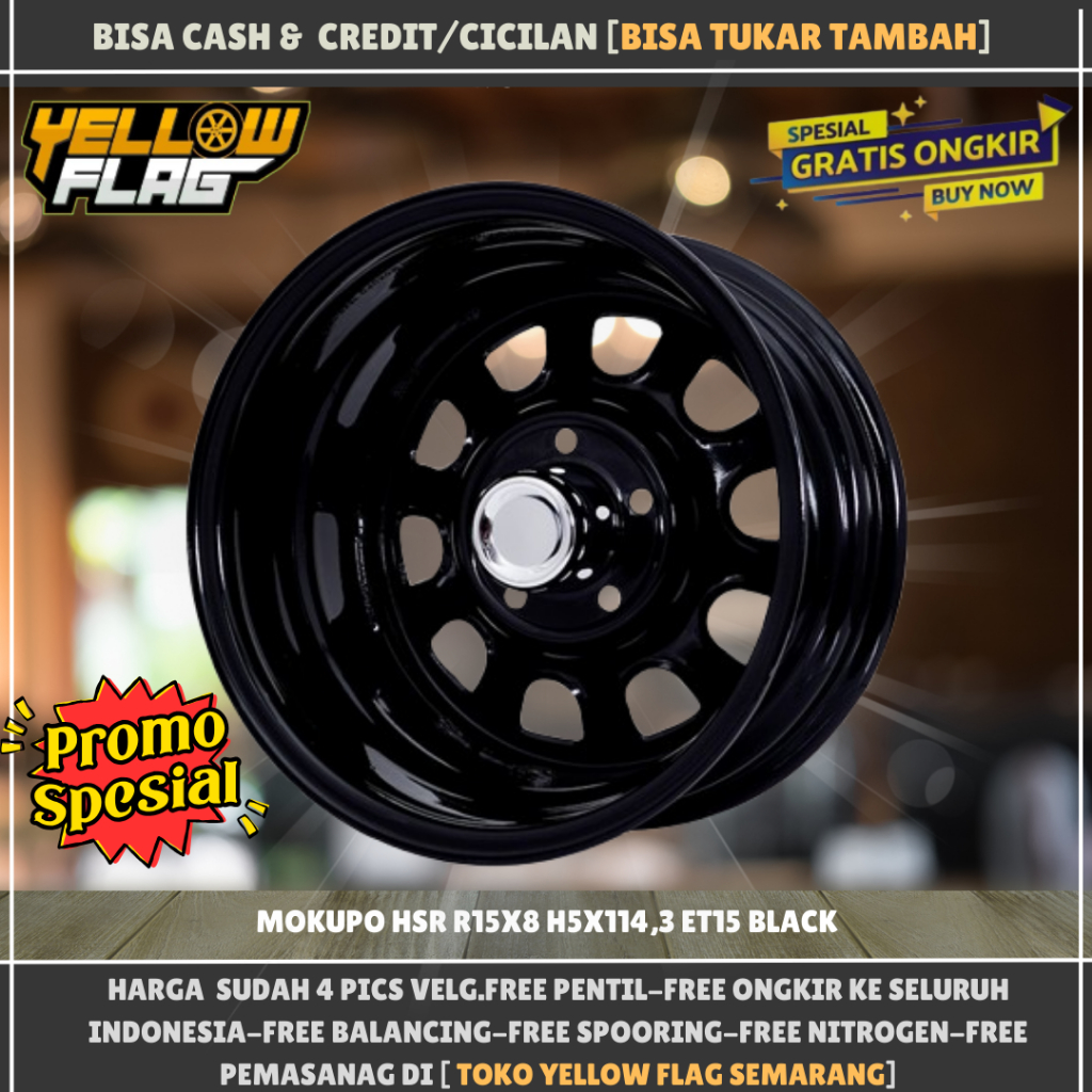 Velg mobil besi daytona ring 15 lubang baud 5x114 et15 lebar black r15 - taruna kuda terios dll