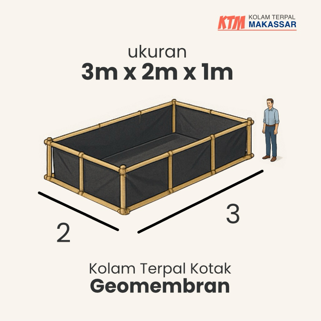 Kolam kotak geomembran 3x2x1 kotak kolam terpal makassar