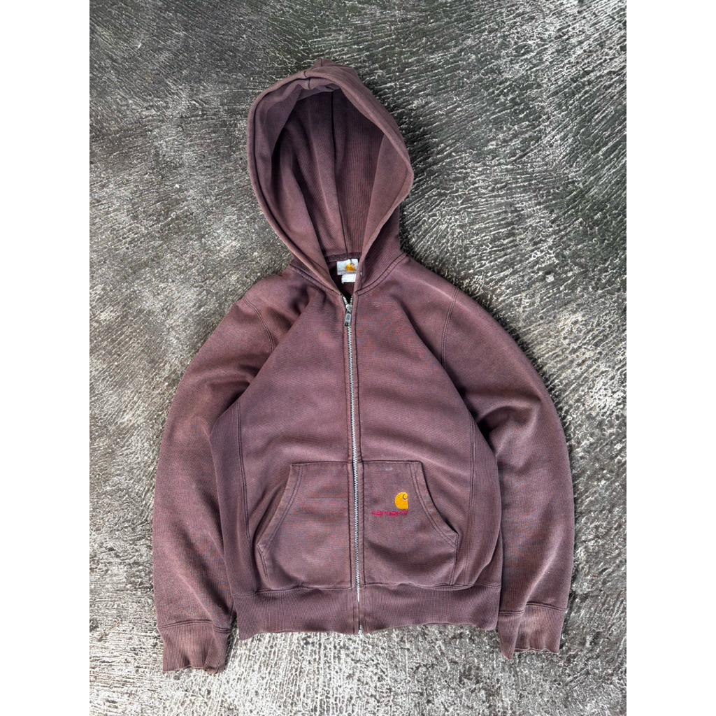 Carhartt 90s Faded Reverse Weave Heavy Weight Hoodie Dark Brown