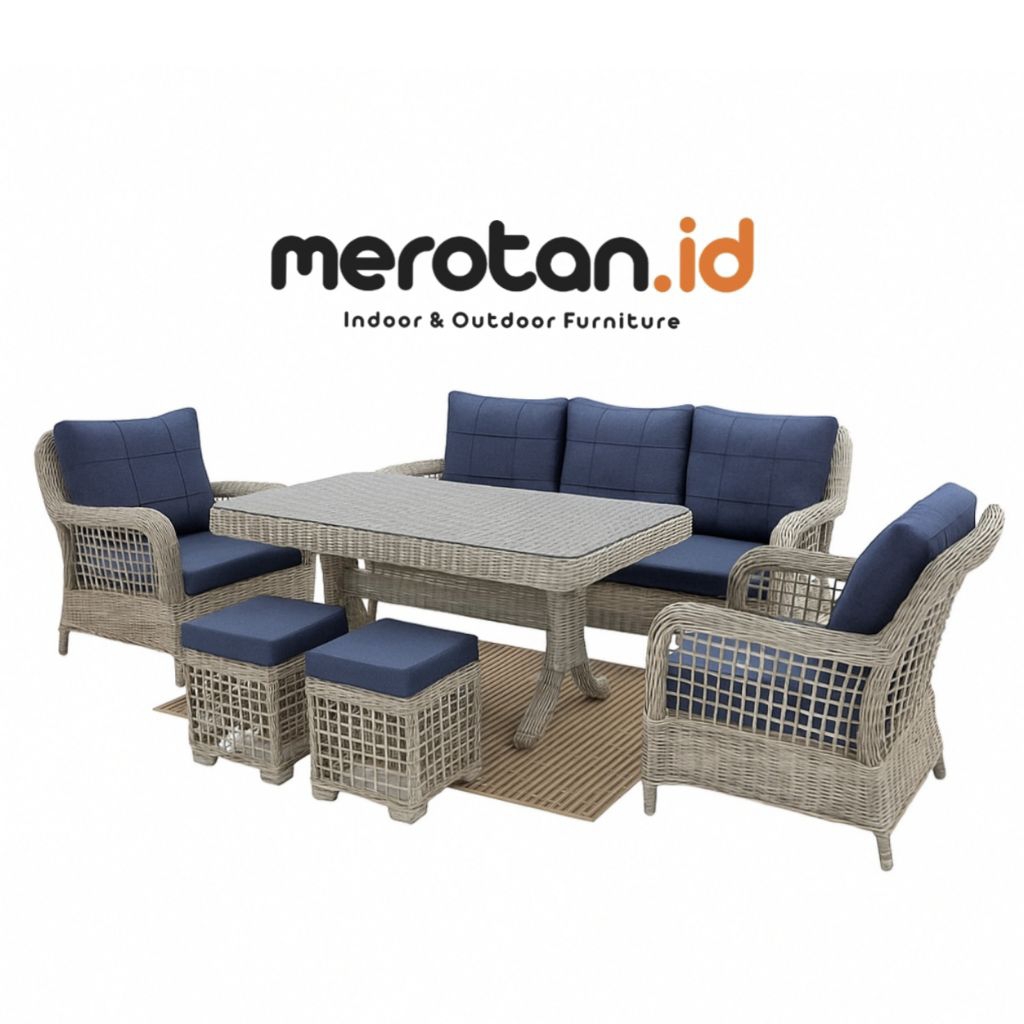 Set Kursi Tamu Outdoor Rotan Sintetis / Sofa Tamu Outdoor Rotan Sintetis / Kursi Makan
