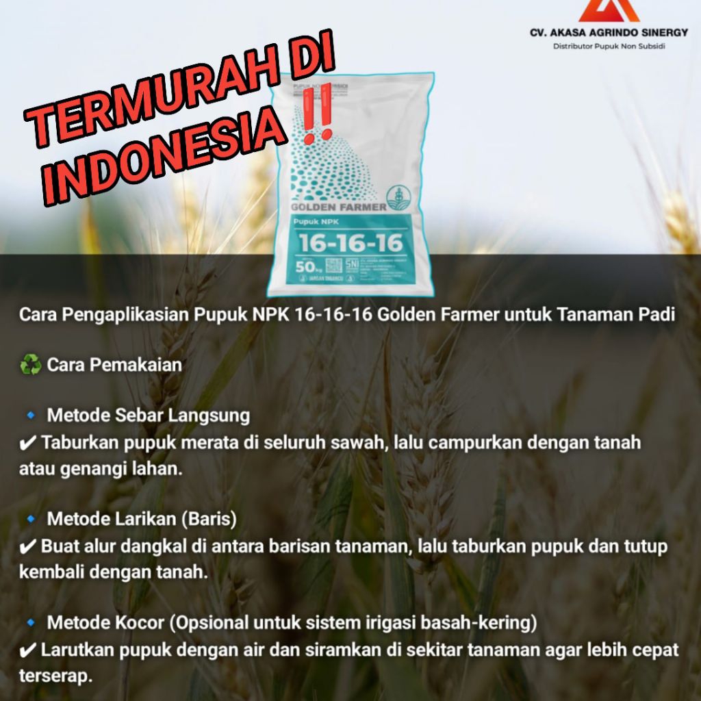 PUPUK NPK 16-16-16/50KG GOLDEN FARMER
