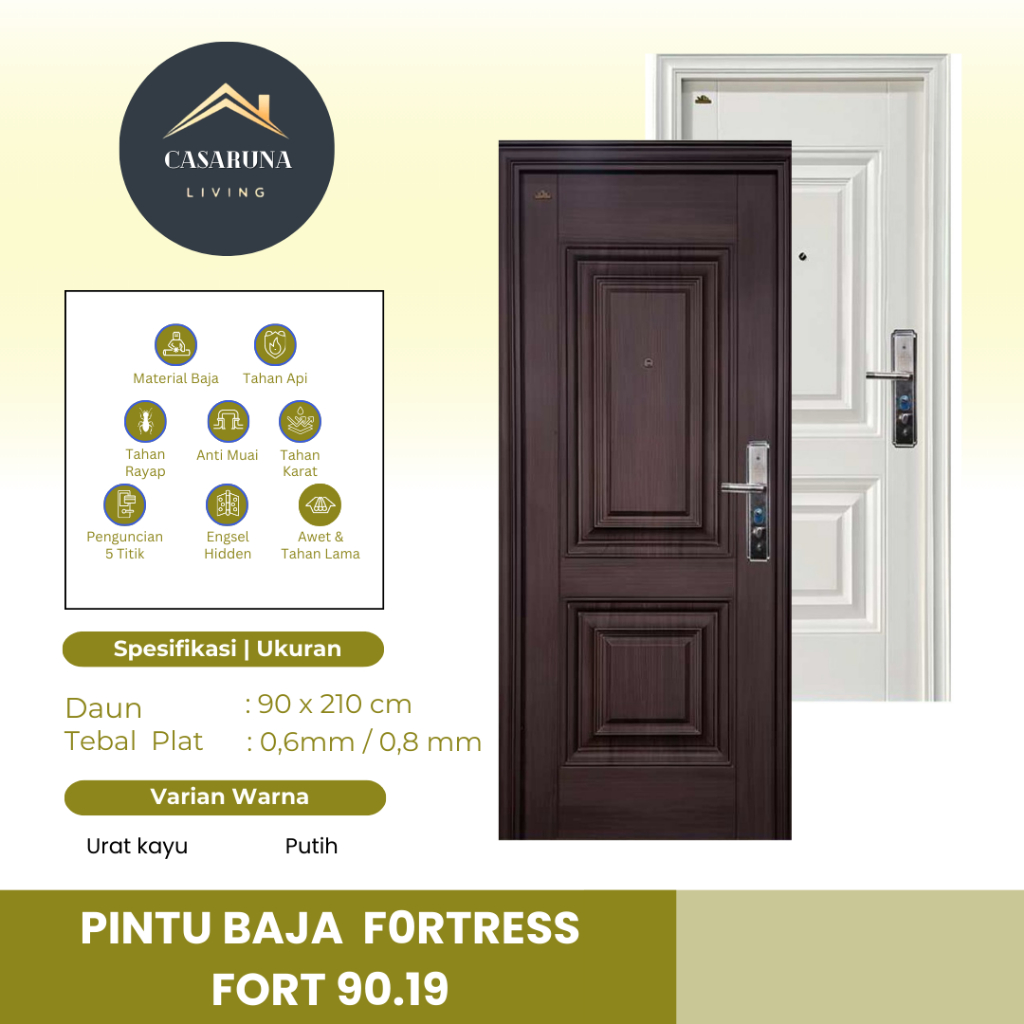 FORTRESS  TYPE FORT 90.19. pintu baja ukuran 90 x 210 cm. minimalis, anti ryap estetik