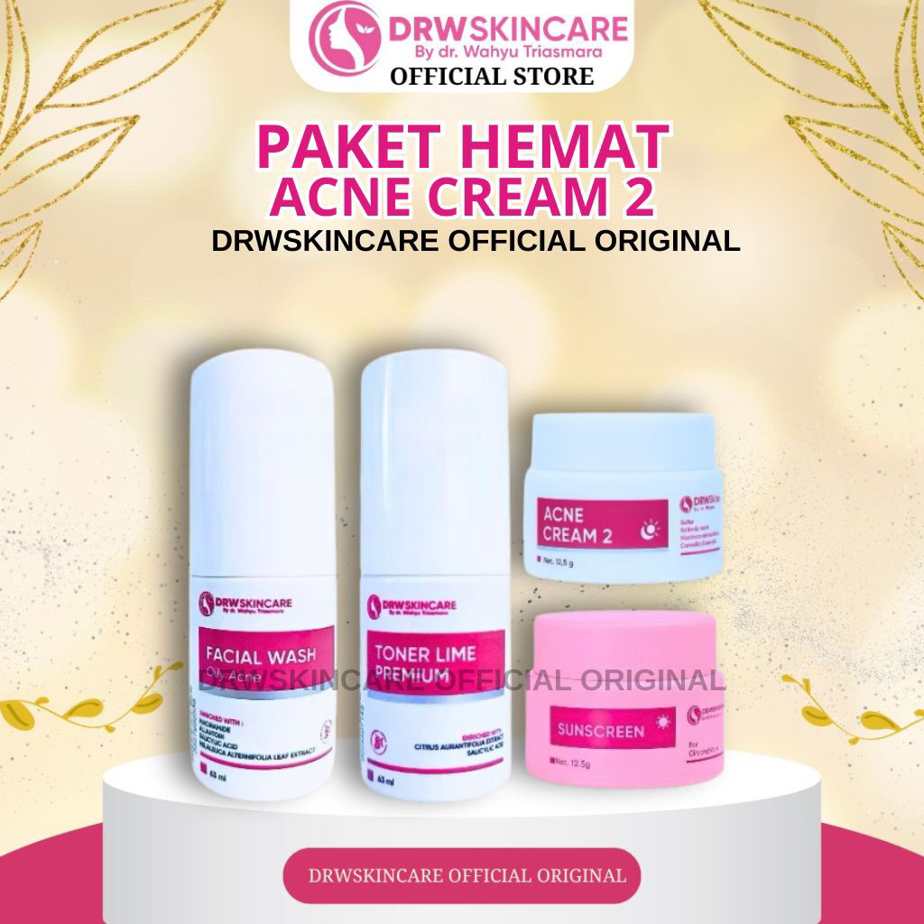 DRW SKINCARE PAKET HEMAT ACNE CREAM  / BRIGHTENING CREAM BEKAS JERAWAT FLEK HITAM MENCERAHKAN WAJAH