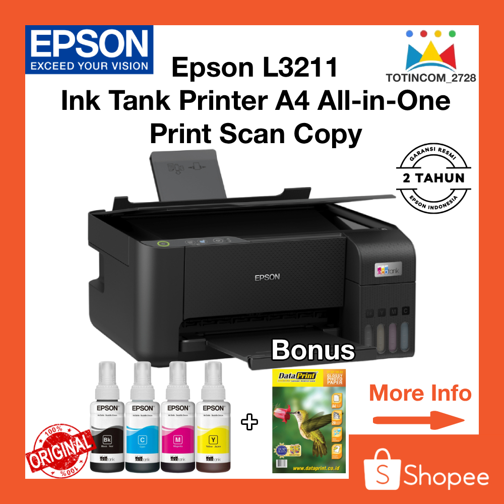 Printer Epson L3211 baru Printer F4 Scanner A4 Fotocopy All in one Garansi Resmi Epson Indonesia