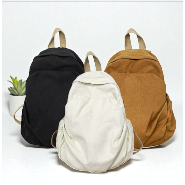 Tas Ransel Mini Kanvas Polos Wanita Korea Tas Ransel Sekolah Cewek Tas Ransel Kecil Simple RK017