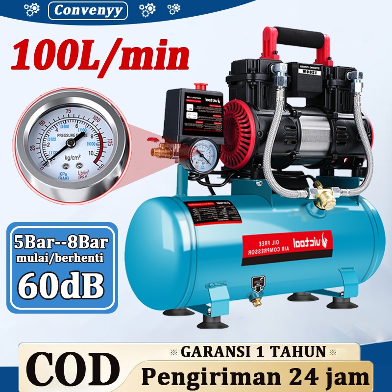 Convenyy Kompresor angin listrik Bisu Oilless 100L/min Air compressor Kompresor Mini Mesin Pompa Ang
