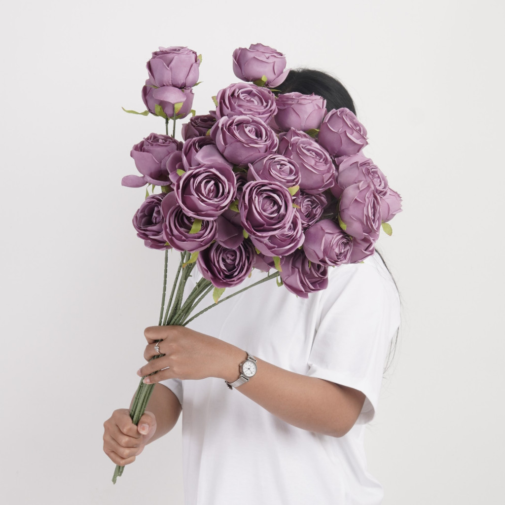 Bunga Artificial Mawar Rose Bloom Aksesoris Dekorasi Pelaminan Pernikahan Seserahan