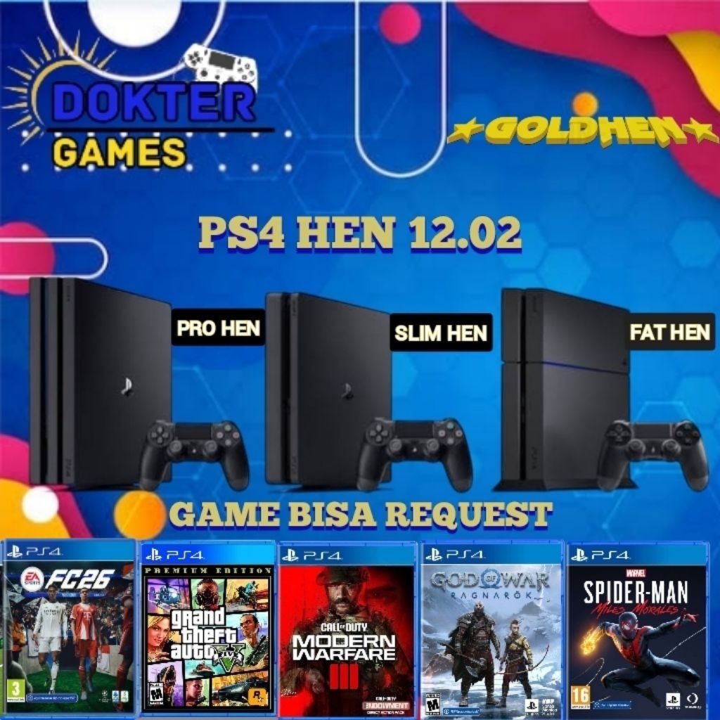 Ps4 Hen Playstation 4 Ps Fat/Slim/Pro Hen Game Bebas Pilih