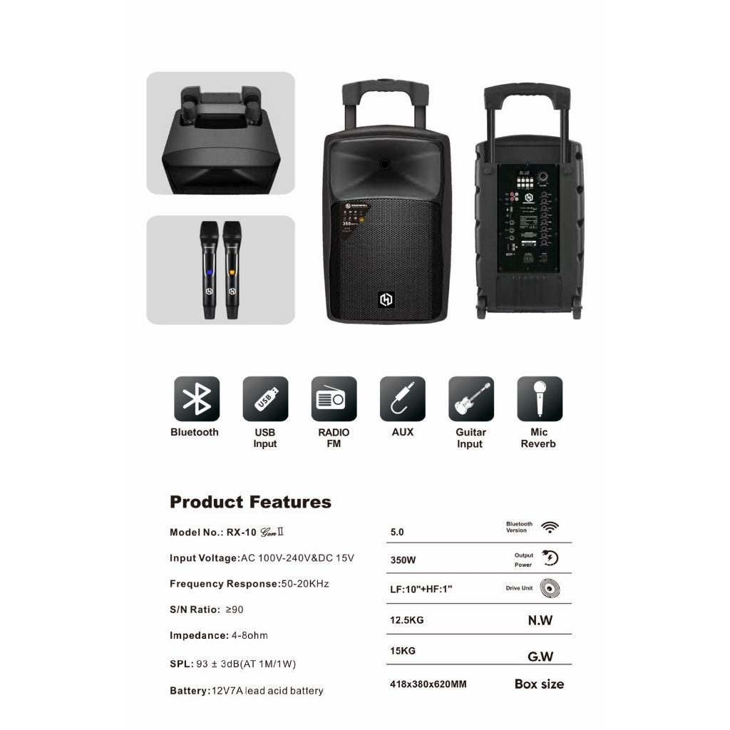 SPEAKER PORTABLE AKTIF HARDWELL RX-10 10INCH