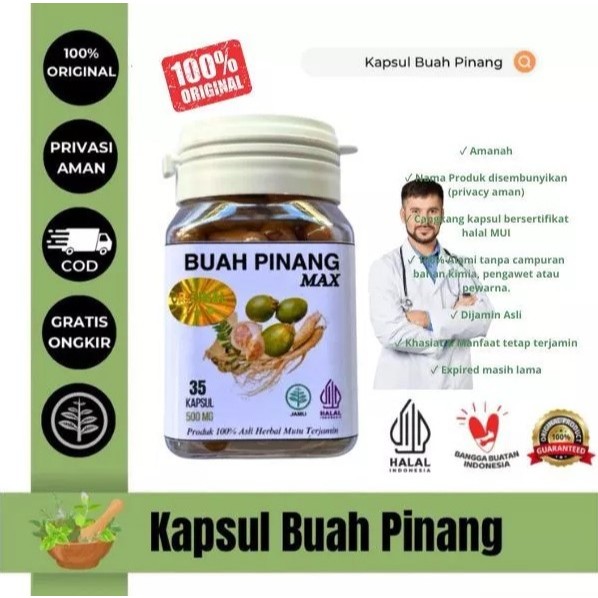Kapsul Buah Pinang Muda MAX Isi 35 Original Herbal - RINDUHERBAL