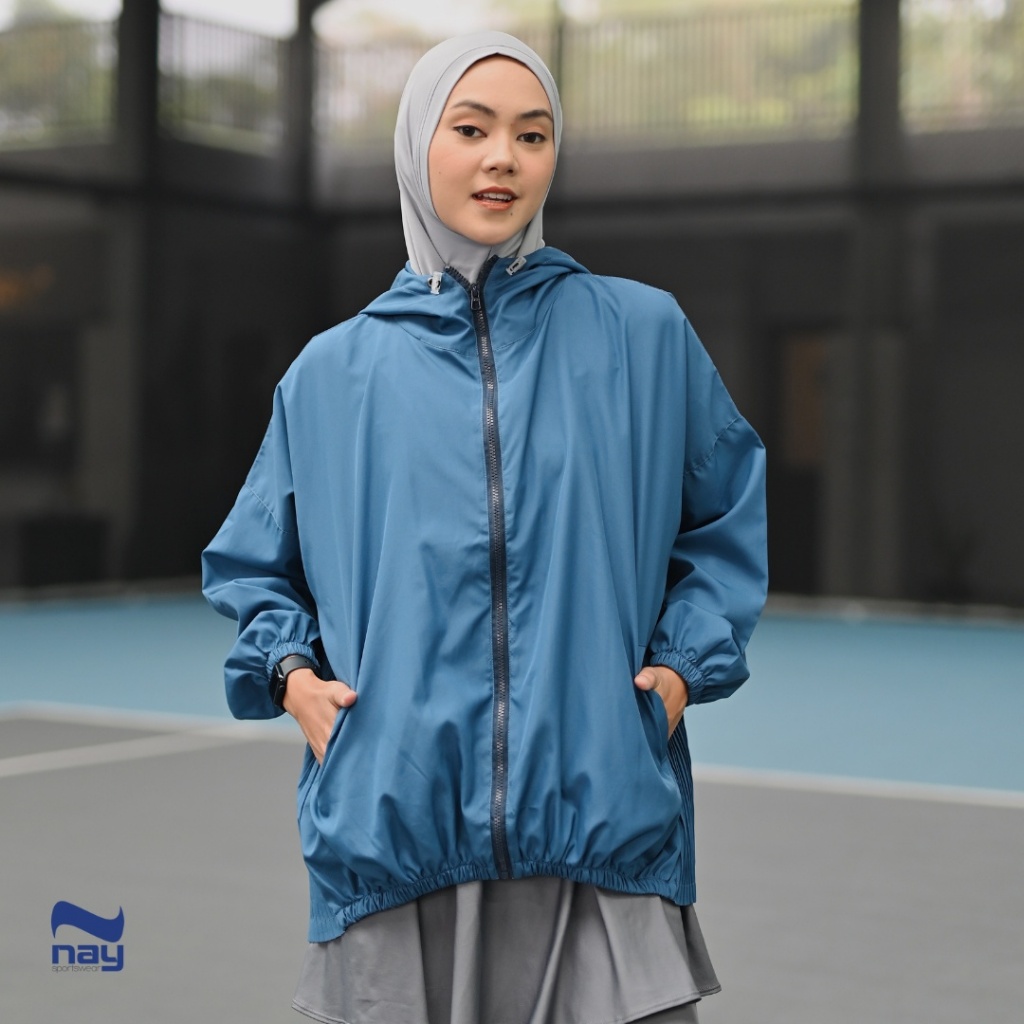 Jacket Olahraga Wanita Parasut Oversized - Heera Jacket (River)