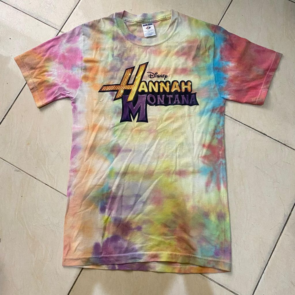 Vintage Disney Hannah Montana Miley Cyrus Tye dye t-shirt second Bekas murah, jual kaos band second 
