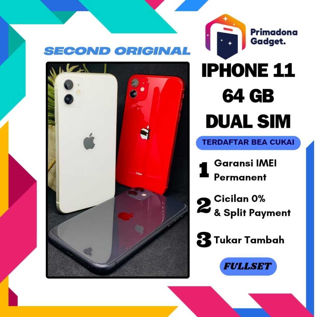 iPhone 11 64GB Dual Sim - Fullset OEM - 64 GB - Second Terdaftar - COD Surabaya