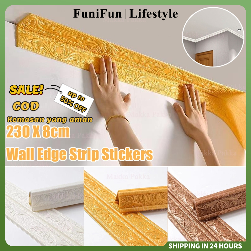 Wallpaper List 3D Foam Anti Air - Stiker Sudut Perekat Diri, Pelindung Tembok Kamar Mandi & Anak