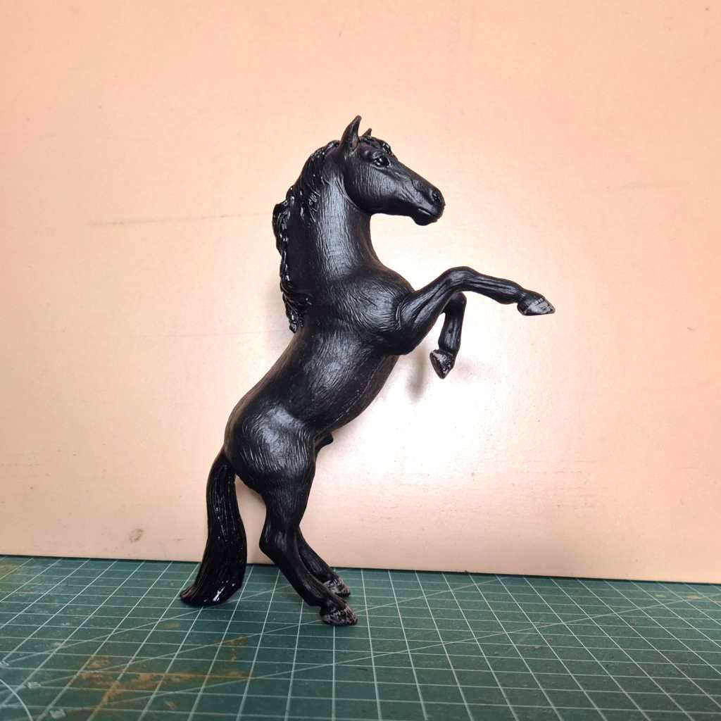 Hewan Kuda hitam horse black mustang stallion PVC Miniatur diorama Figure detail rapi