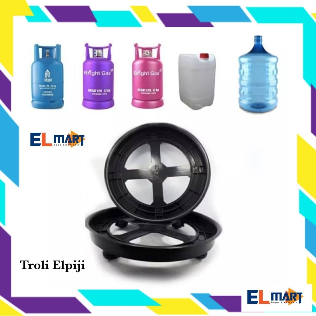 Tatakan Troli Tabung Gas Elpiji Galon Jerigen Dengan  Roda dan Tali Serbaguna TR05