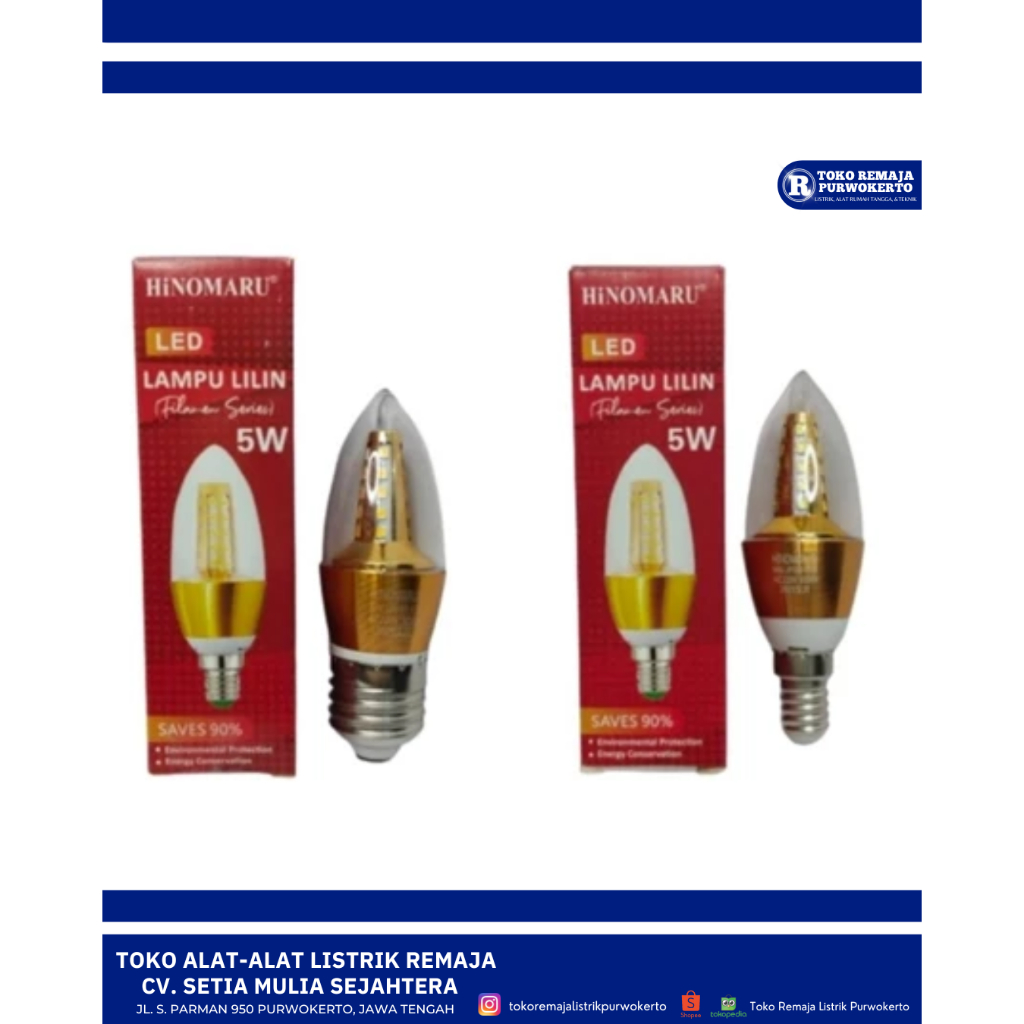 Lampu Candle LED / Lampu Lilin E27 5W Cahaya Putih | Kuning Hinomaru