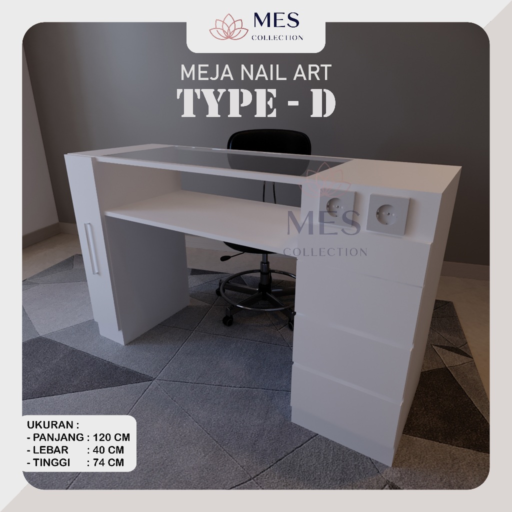 MES COLLECTION - Meja Nail Art TYPE-D, Nail Art Desk, Meja Manicure, Meja Nail Art, Meja Kuku