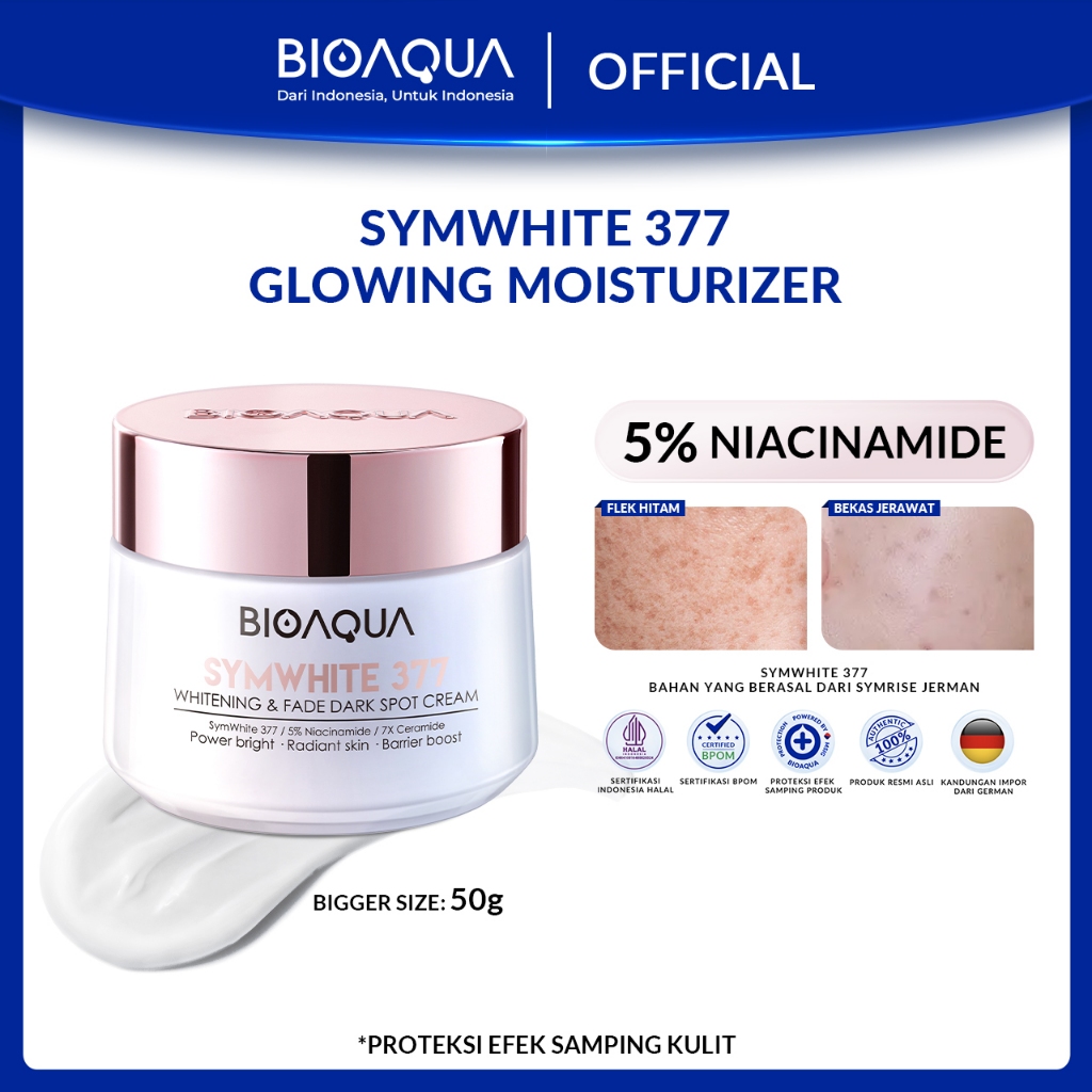BIOAQUA Moisturizer SymWhite 377 Cream Pemutih Wajah 50g Krim Penghilang Flek Hitam Di Wajah