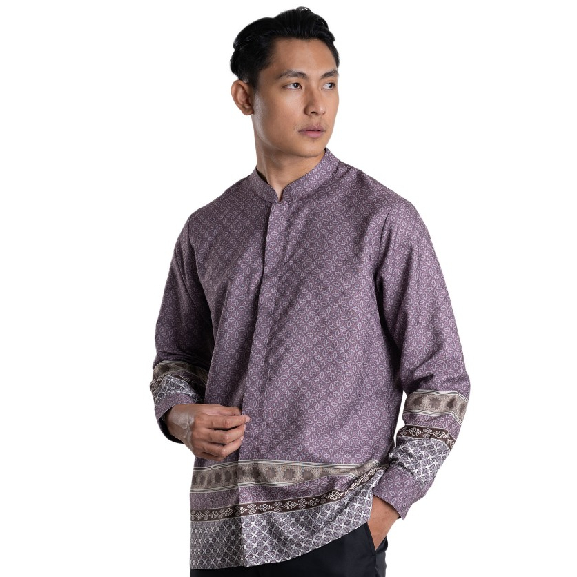 BLUEBUTTON Kemeja Pria Lengan Panjang Mauve