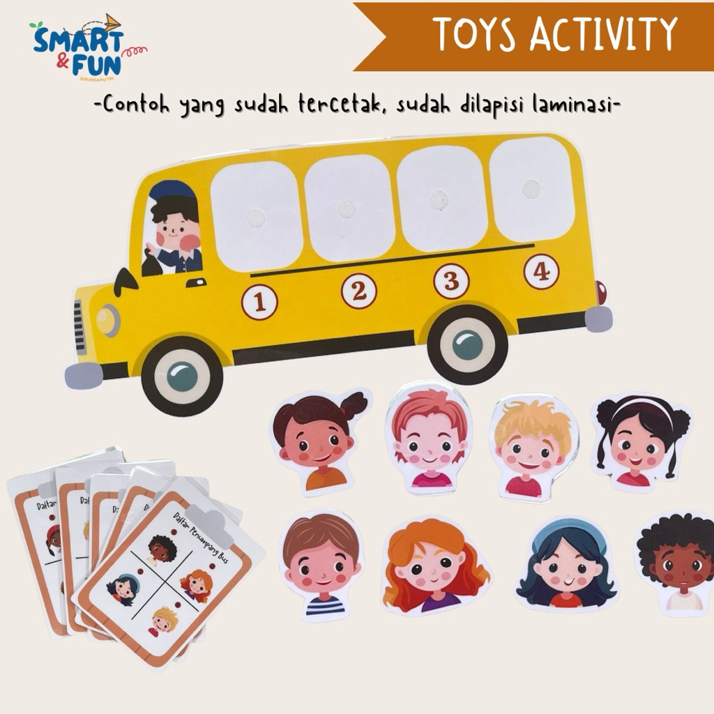 Mainan Edukasi Anak Montessori 2 3 4 5 6 Tahun | Activity Bus Tayo | Worksheet Smart & Fun