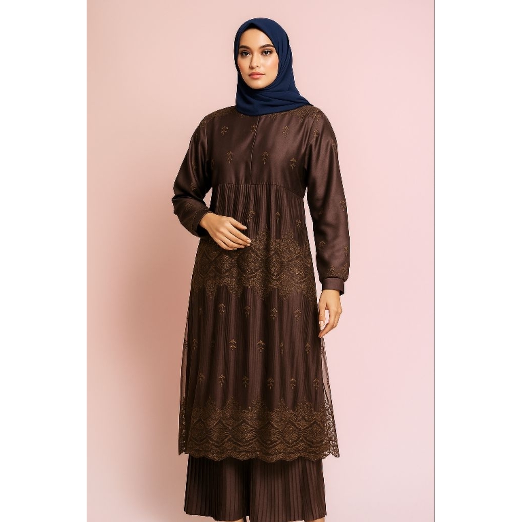 Nura Collection Official - Karima Plisket - Baju Gamis Wanita Model Terbaru - Gamis Mewah Premium - 